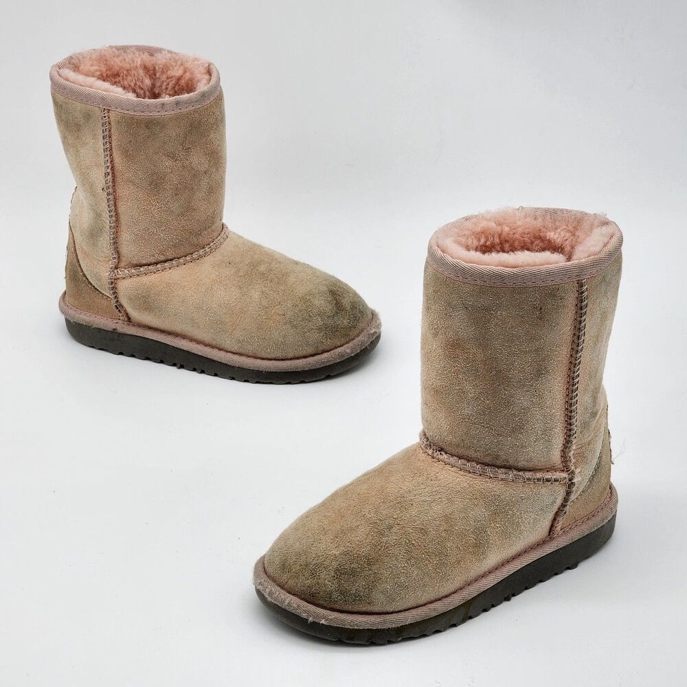 UGG Australia Kid's Classic Baby Pink Suede Boots Little Kids' Size 12